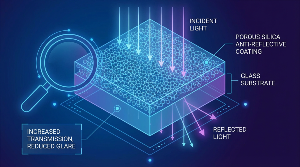 Porous silica anti-reflective coating
