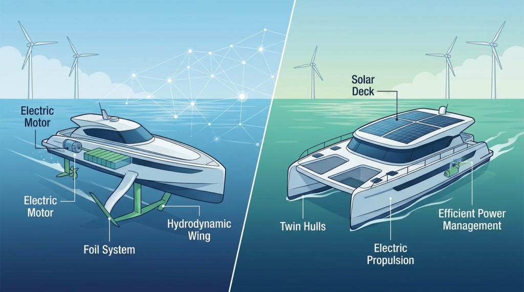 Electric Hydrofoils and Catamarans