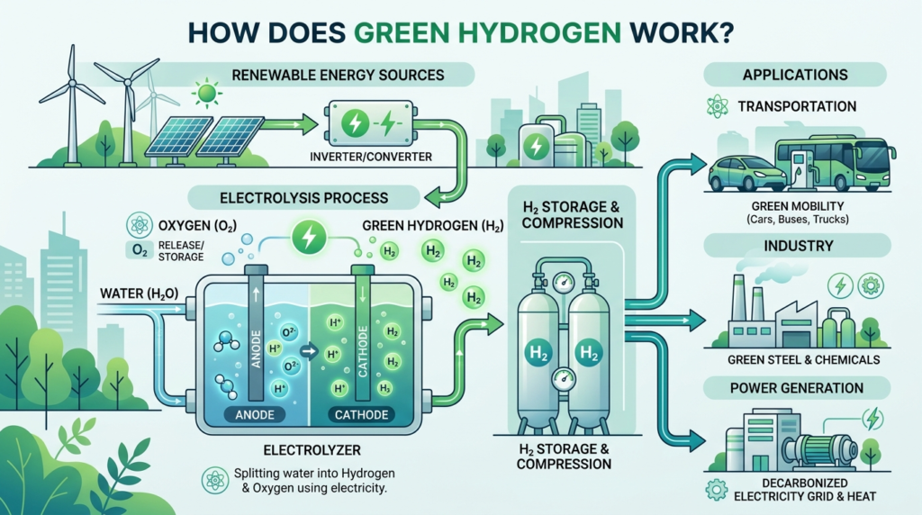 how does green hydrogen work