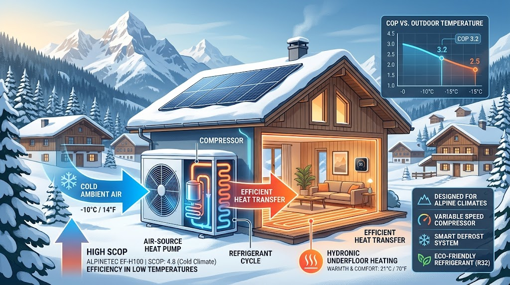 heat pump efficiency Alpine regions