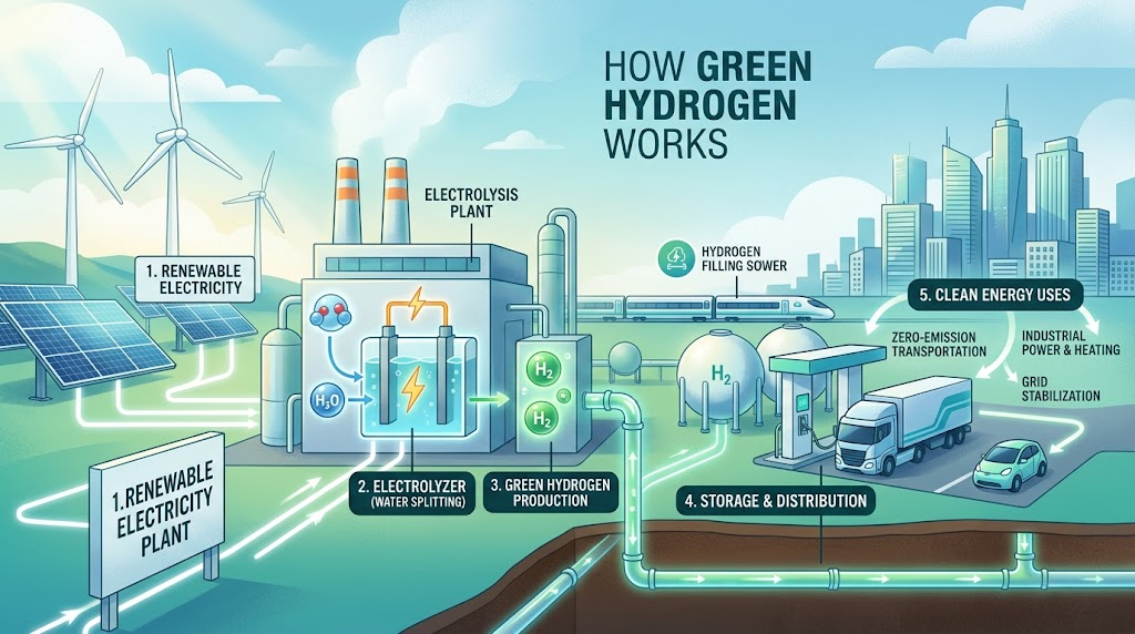 how does green hydrogen work