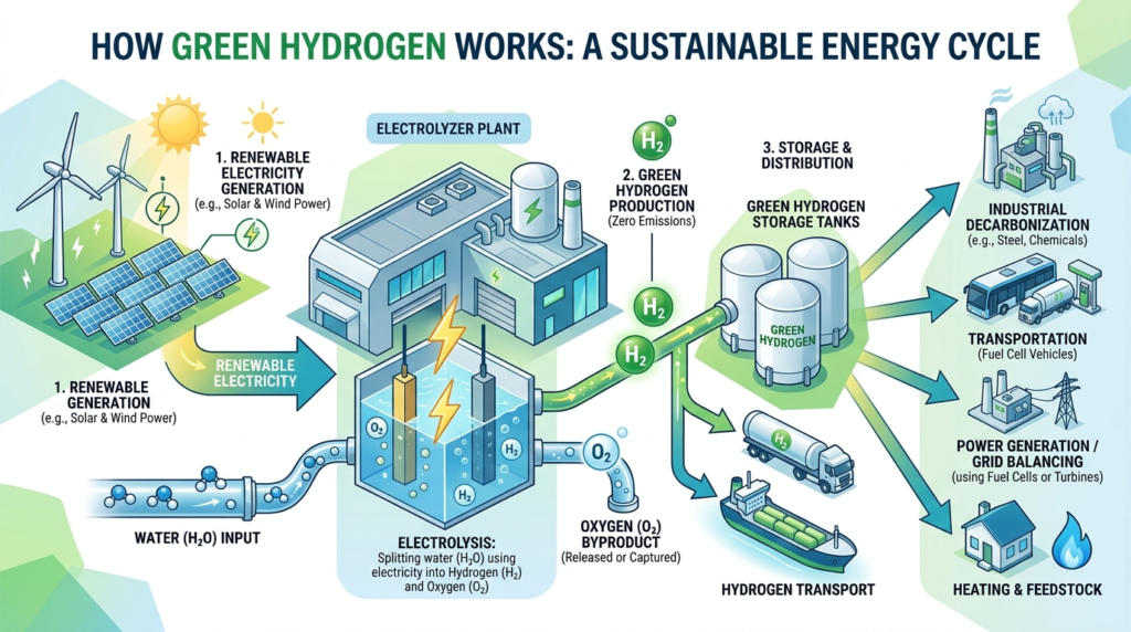 how does green hydrogen work