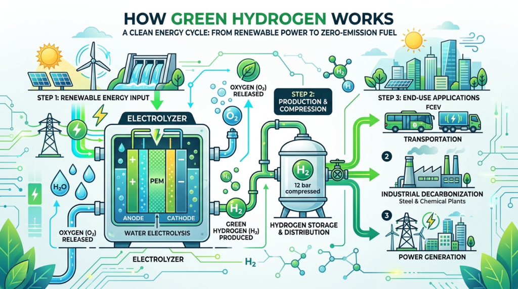 how does green hydrogen work
