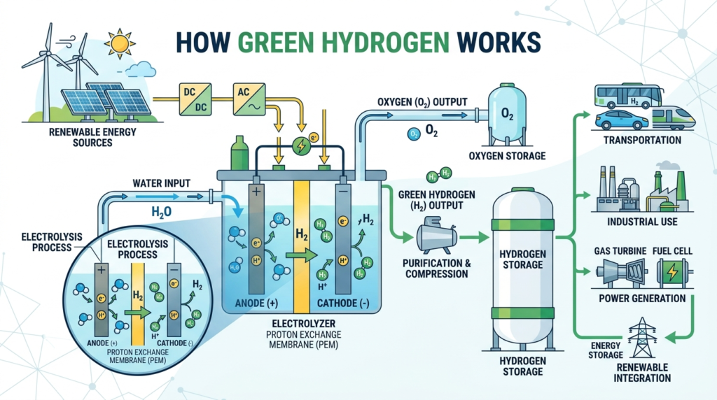 how does green hydrogen work