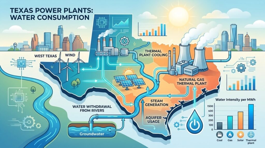 Texas Power Plants' Massive Water Use Exposed (2026) — illustration for Texas power plants water use