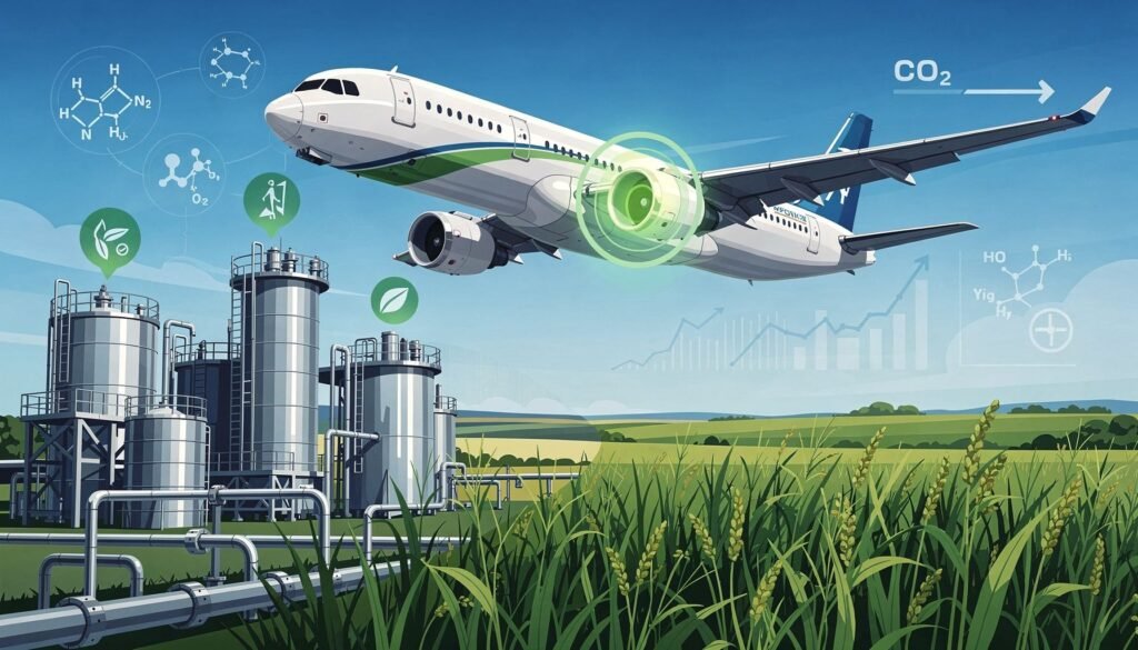 US Innovator's 2026 Leap: From Milk to Sustainable Aviation Fuel — illustration for sustainable aviation fuel